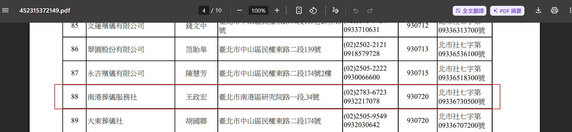 合格殯葬禮儀服務業者